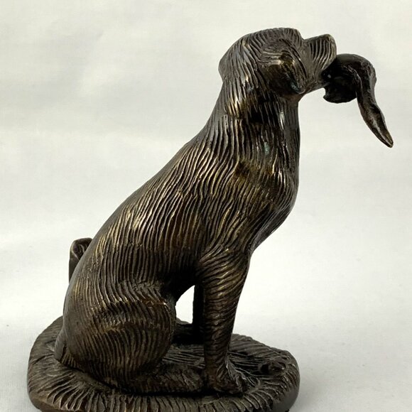 Heavy Bronze Statue Labrador Retriever with Duck, Hunting, Waterfowl, Vintage - Picture 4 of 4